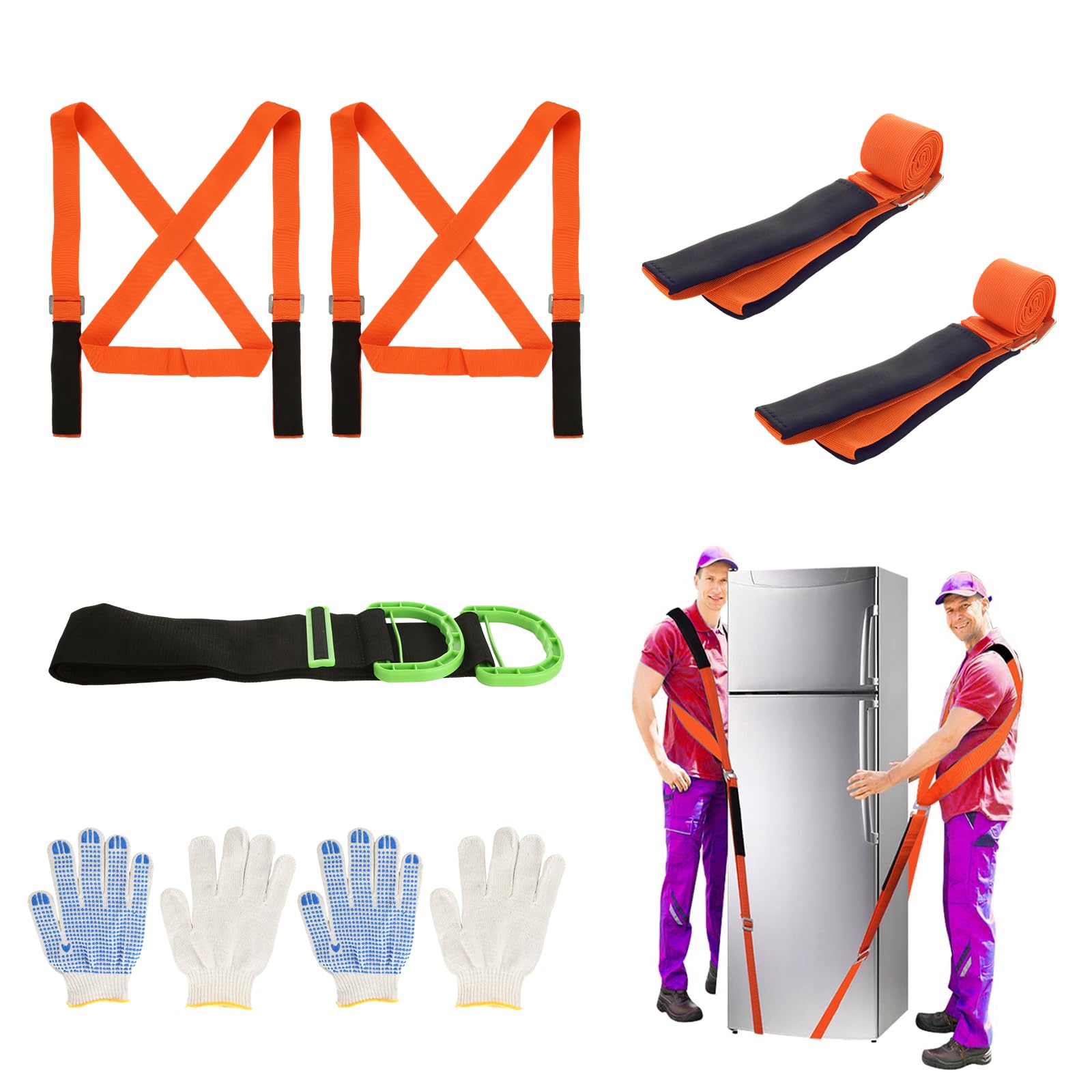 DAJAVE Moving Straps Lifting, Adjustable 2-Person Shoulder Lifting and Moving System with Handle Lifting Straps, Lashing Straps up to 600LBS for Harness Moving Mattress Couch Furniture Heavy Things