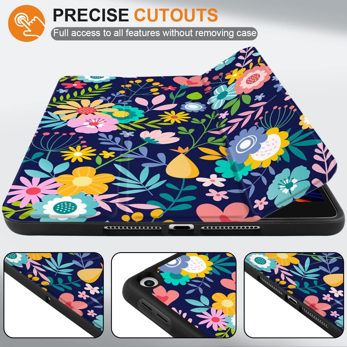 DONGKE Case Compatible with iPad 10.2 Inch 2021 2020 2019 iPad 9th/8th/7th Generation with Pencil Holder, Slim Stand Protective Case with Soft TPU Back, Auto Sleep/Wake Cover, Florals