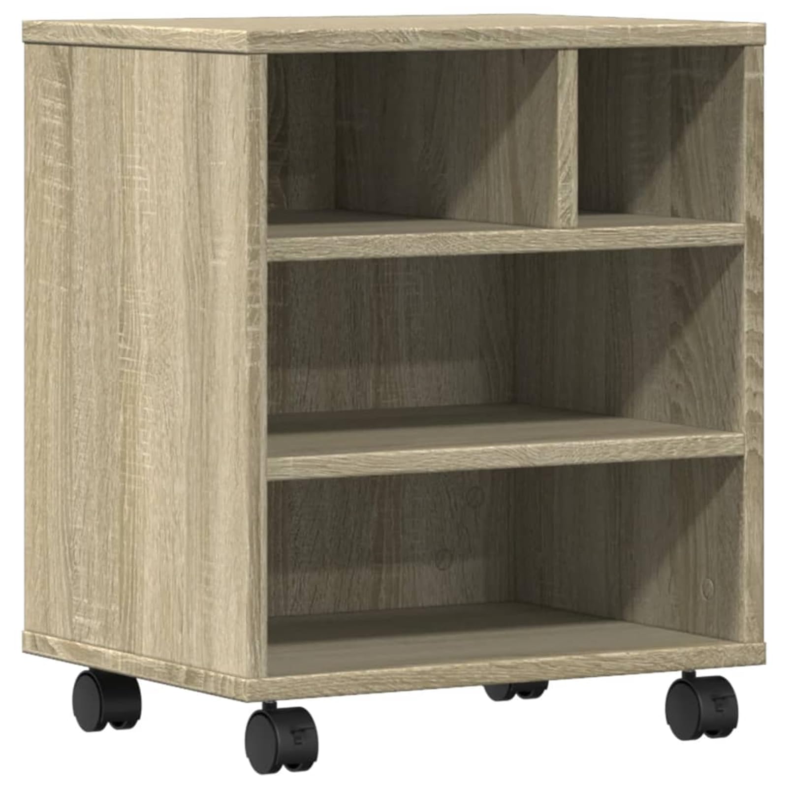Druckerständer mit Rollen, Druckerwagen aus Holzwerkstoff, Sonoma-Eiche, 41x32x48 cm, für Büro und Arbeitszimmer 840620