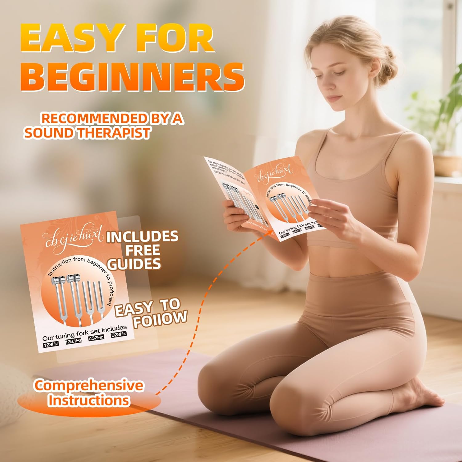 Tuning Forks for Healing(128Hz, 136.1Hz, 432Hz, 528Hz),Medical-Grade Weighted & Unweighted Tuning Forks Set with Vegan Leather Pouch &Activator, for Chakra/Sound Therapy/Yoga/Meditation - Image 3