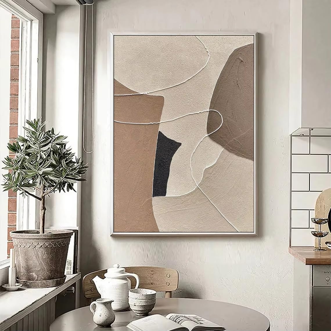 DFZEWKI Wall Art Black and White Abstract on Canvas Textured Wall Decor Modern Home Decor Livingroom Art(40x60cm(16x24in)/No frame)