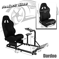 Vista 2 de Dardoo Racing Simulator Cockpit Frame with Blackseat Racing Wheel Stand Fits Logitech G923 G29 G920 Thrustmaster Fanatec Adjustable with Support
