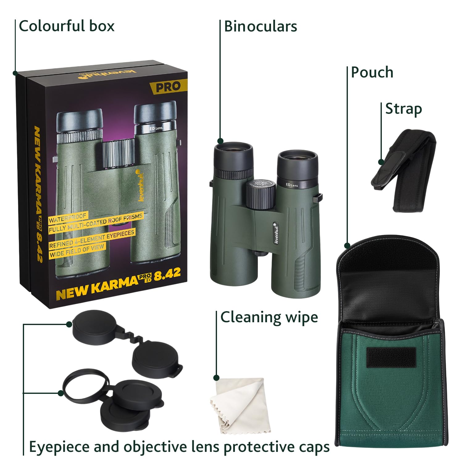 Levenhuk New Karma PRO ED 8x42 Binocolo Professionale, Potente, per Adulti