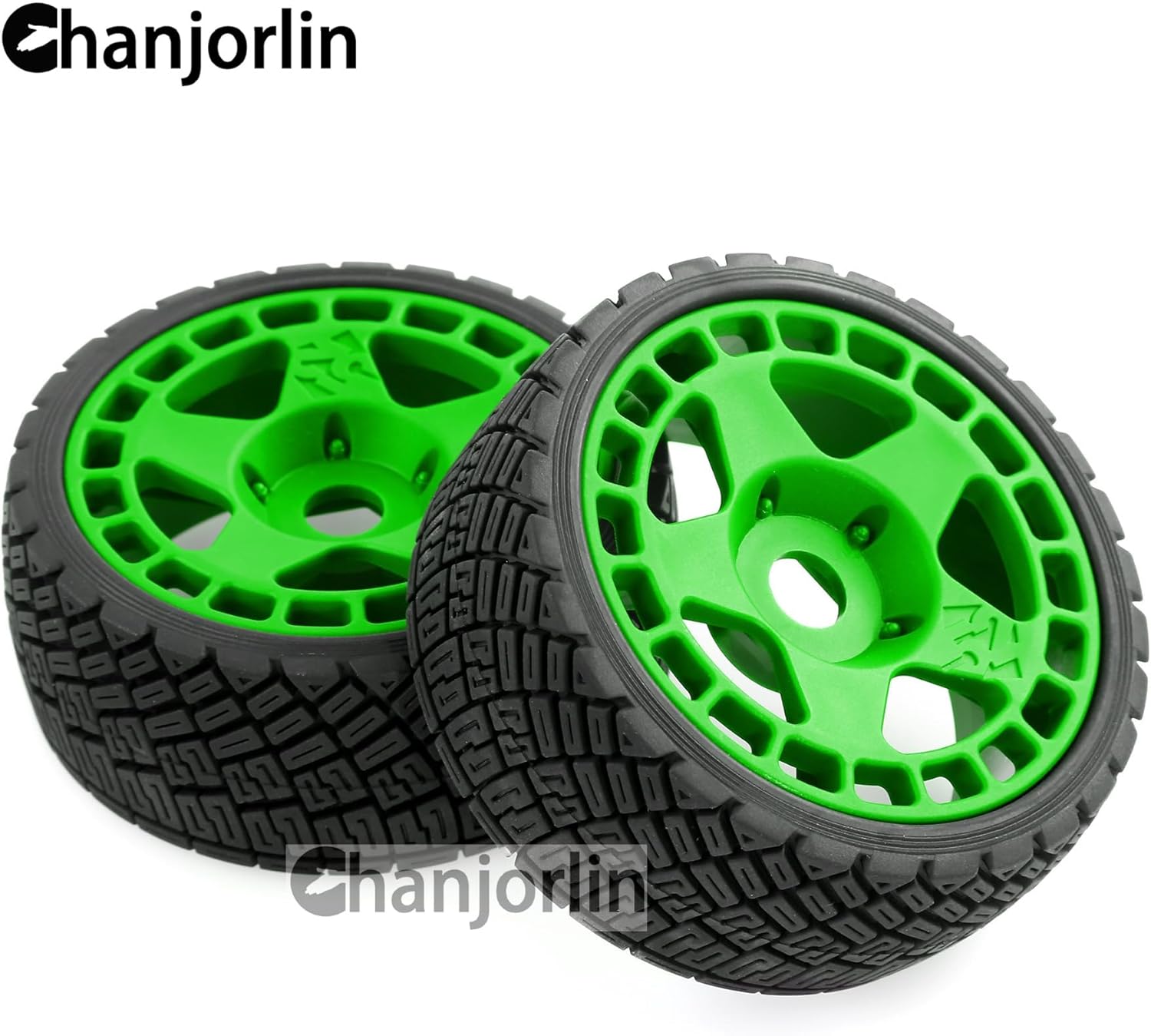 1/8 1/7 RC On Road Tires And Hard Plastic Rally Racing Wheels 17mm Hex Touring Tyres OD 3.94'' For 1:8 1:7 Street Drift Car ARRMA Losi Kyosho GT2 W10 Tamiya HPI WR8 HSP 4PCS (Green)