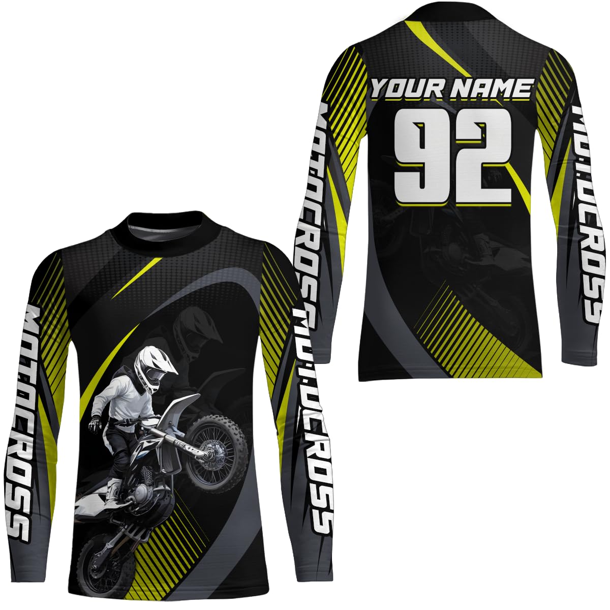 Youth Motorcycle Shirt Motocross Racing Jersey UPF30+ MX Racing Dirt Bike Jersey Off-Road Shirt Kid Men Women D79 (US, Alpha, Small, 5X-Large, Regular, Regular, Yellow)