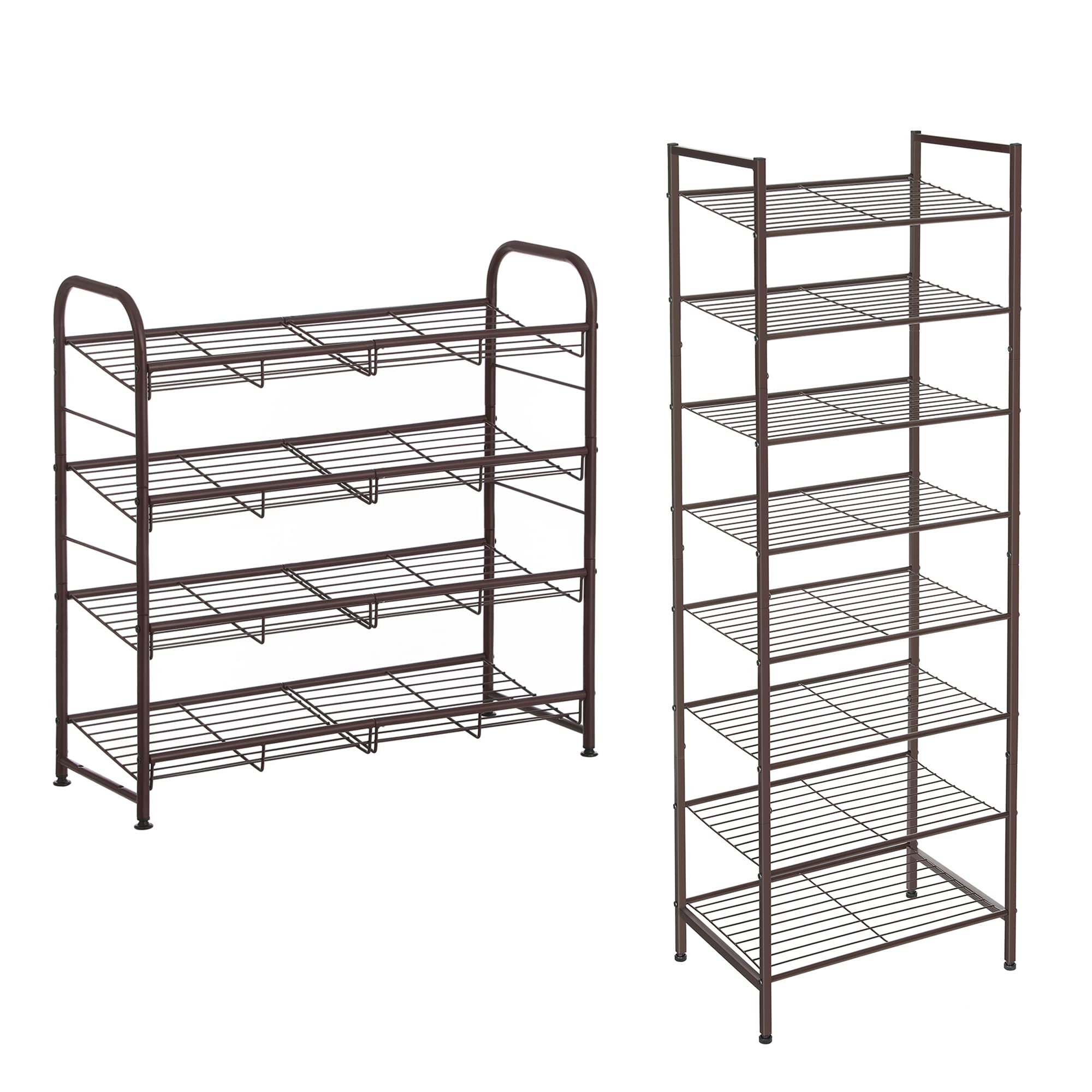 SONGMICS 4-Tier + 8-Tier Shoe Rack Bundle, Bronze