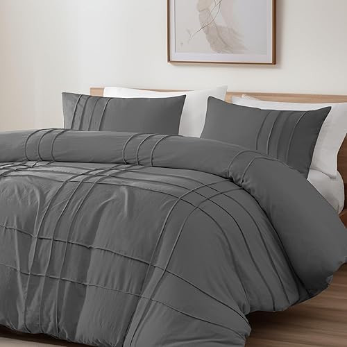 Miniatura 2 de Hyde Lane Juego de edredón de granja tamaño matrimonialqueen, ropa de cama suave gris para niños y hombres, juegos de cama de microfibra texturizada