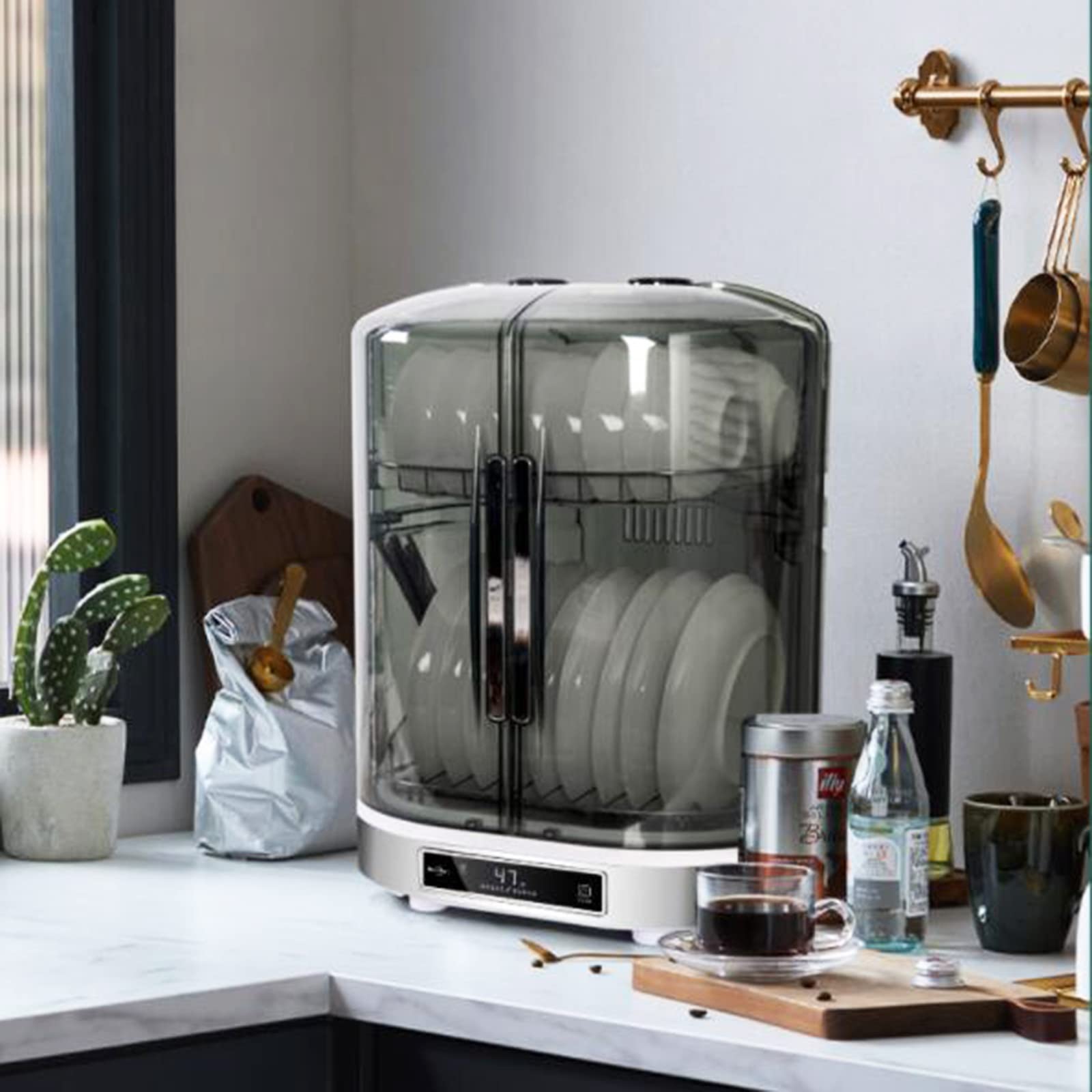 Gabinete de desinfección de cocina, esterilizador vertical de 55 litros con función de secado e iluminación para una limpieza sin esfuerzo de utensilios de cocina