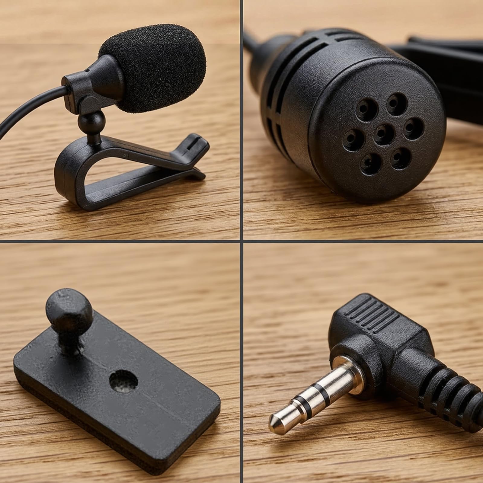 Microfono Autoradio, Microfono Jack 3.5, Plug and Play, con Supporto, per Stereo, Radio, GPS, DVD, Veicolo Unità Principale, Bluetooth(3m)