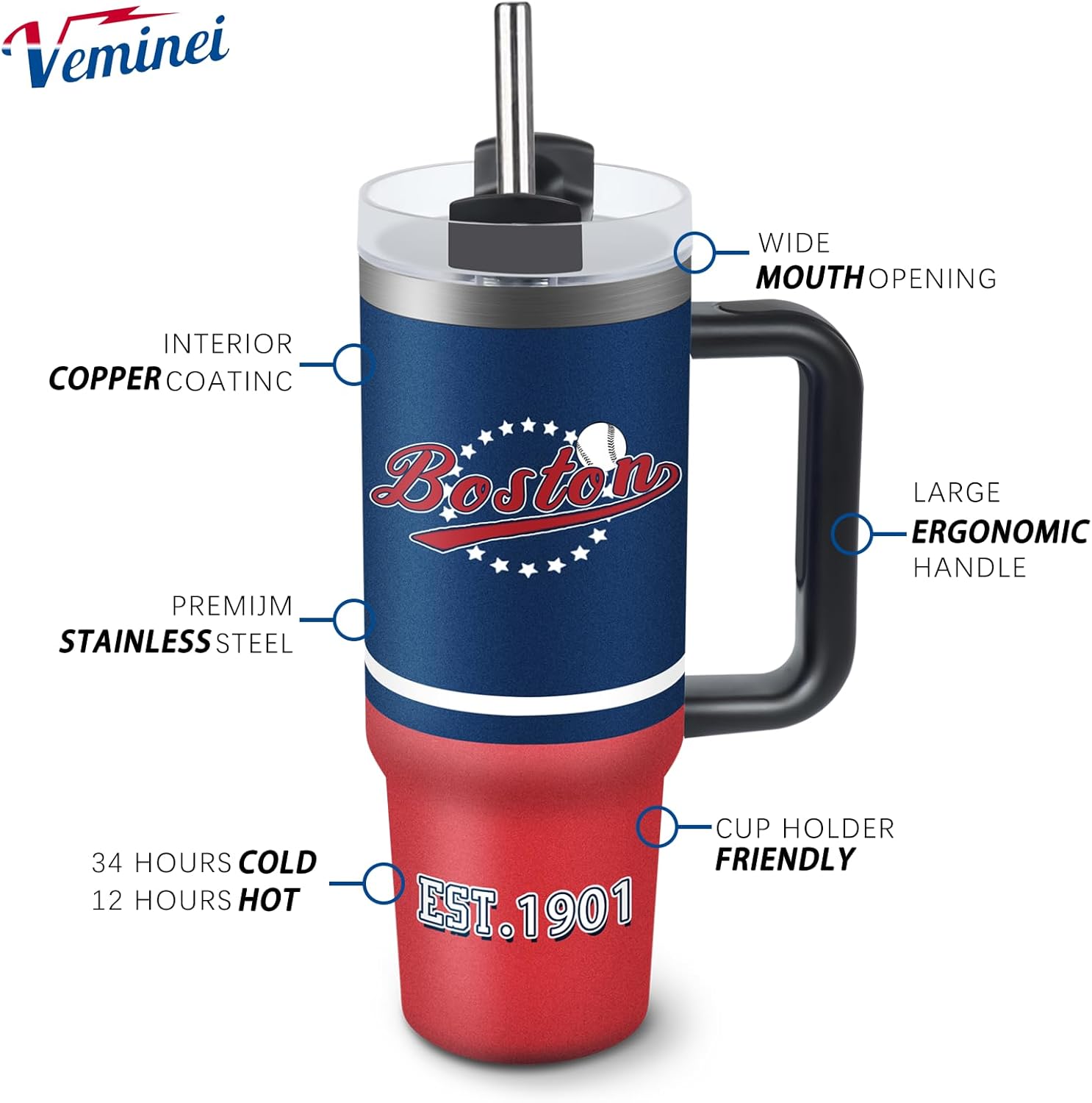 Tumbler 30oz Straight Skinny Car Cups With Insulated Cup Sleeve Portable Handle, Sports Travel Coffee Mug, Stainless Steel, Insulated,Classic Collection Gifts for Fans - Image 2