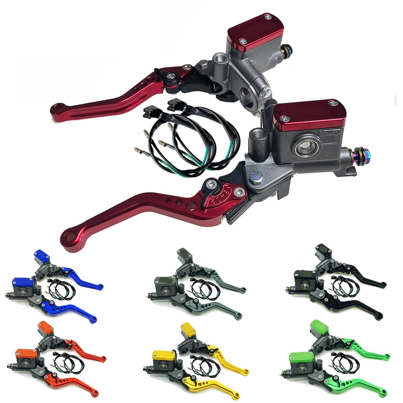 motocicleta freno Manetas Compatible con Honda Compatible con Yamaha Compatible con Kawasaki Cilindro Palanca de motocicleta Manillar Embrague hidráulico Motor de carreras 22 mm(Gold Left)
