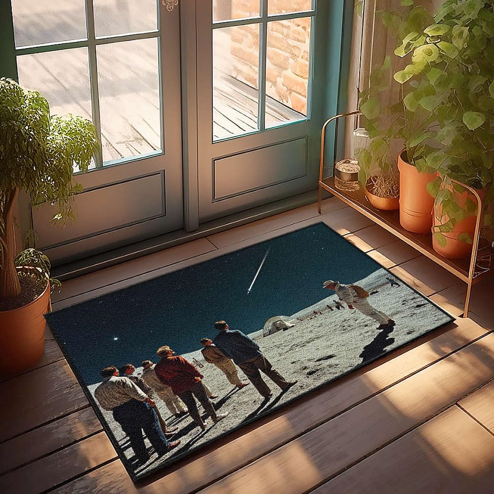 Tapis meteor shower 65x90 grand paillasson entrée intérieur paysage neige et étoiles