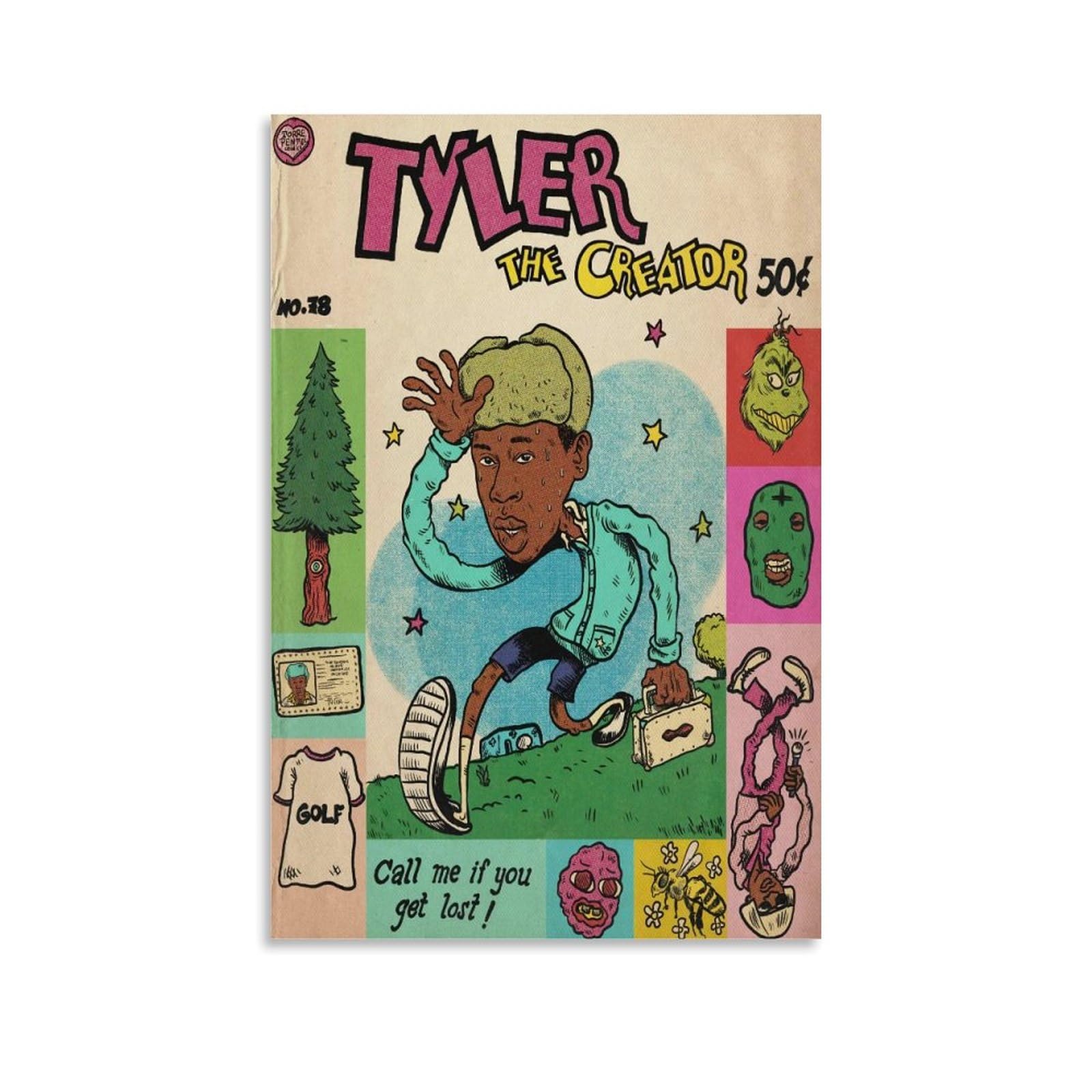 Tyler Poster The Creator Comic Music Posters for Room Aesthetic Canvas Wall Art for Teens Room Decor 12x18inch(30x45cm)