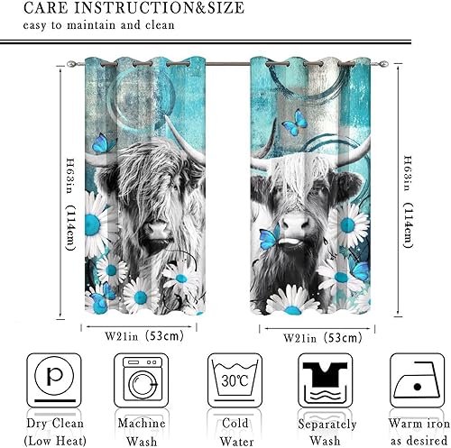 Miniatura 10 de Cortinas opacas de arte abstracto y moderno con ojales, para sala de estar, reducción de ruido, grafiti de acuarela, geométrico, margaritas, yak,