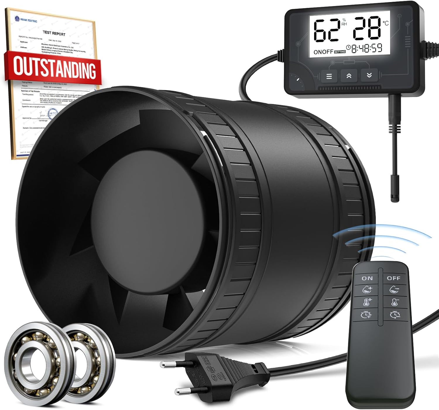 100 mm intelligens csőventilátor távirányítóval