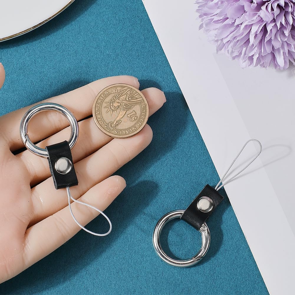 GORGECRAFT 2PCS Keyring with Strap Short Lanyard Black Cell Phone Finger Ring Phone Charms Grip Holders - Image 4