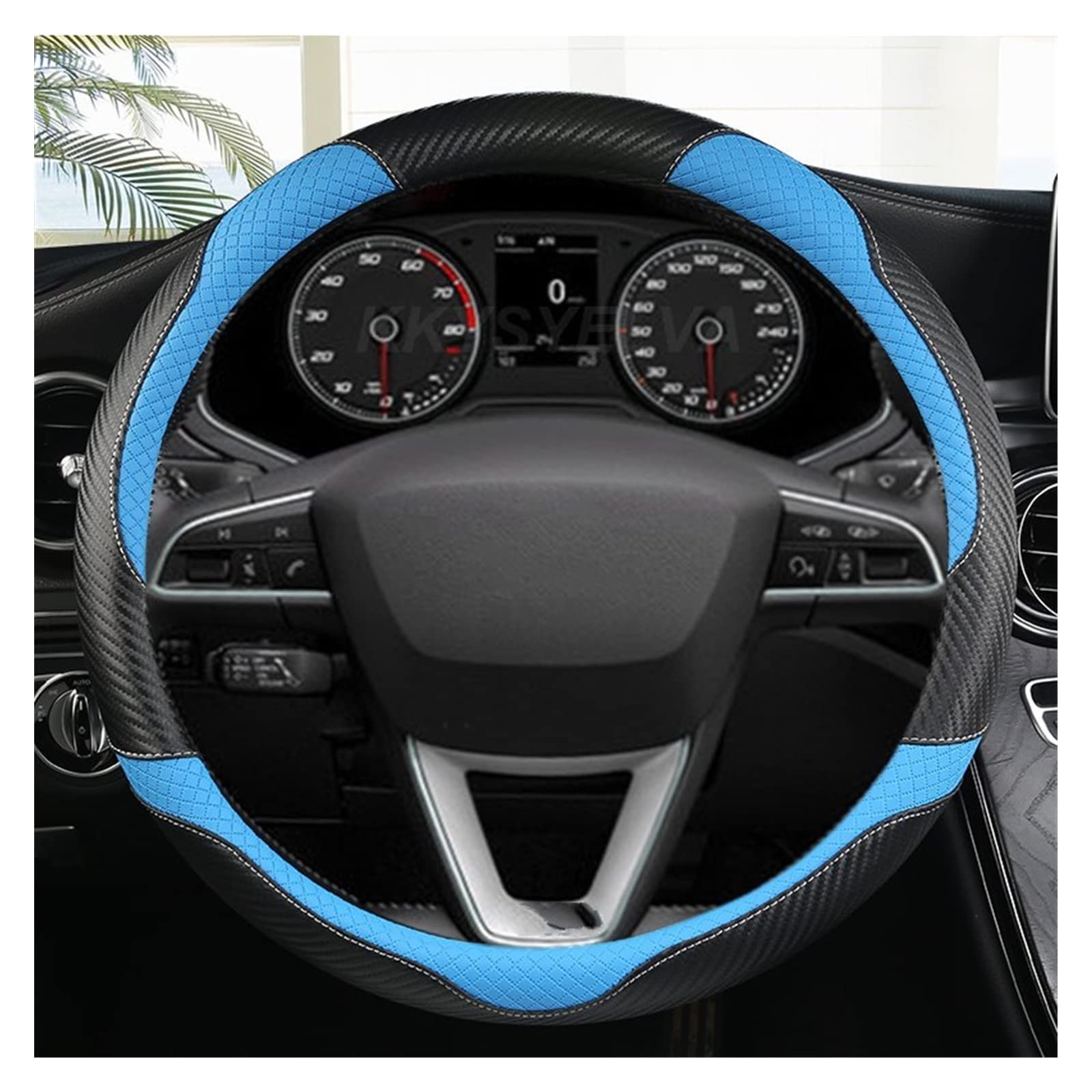 Cubierta Volante Para SEAT Para Ibiza Para Exeo Para Ateca Para Altea Para Turedo Para Tarraco Para Toledo Para Arona Cubiertas Volante Coche Cuero Fibra Carbono 38cm Funda Volante Coche