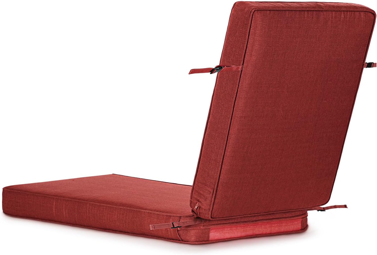 SUNROX All-Weather Fade-Resistant Lounge Chair Cushions DryFast Foam Chaise Lounge Cushions for Outdoor Furniture Patio Pool Lounge Chaise Cushions with Adjustable Straps 73x22 Inch, Burgundy