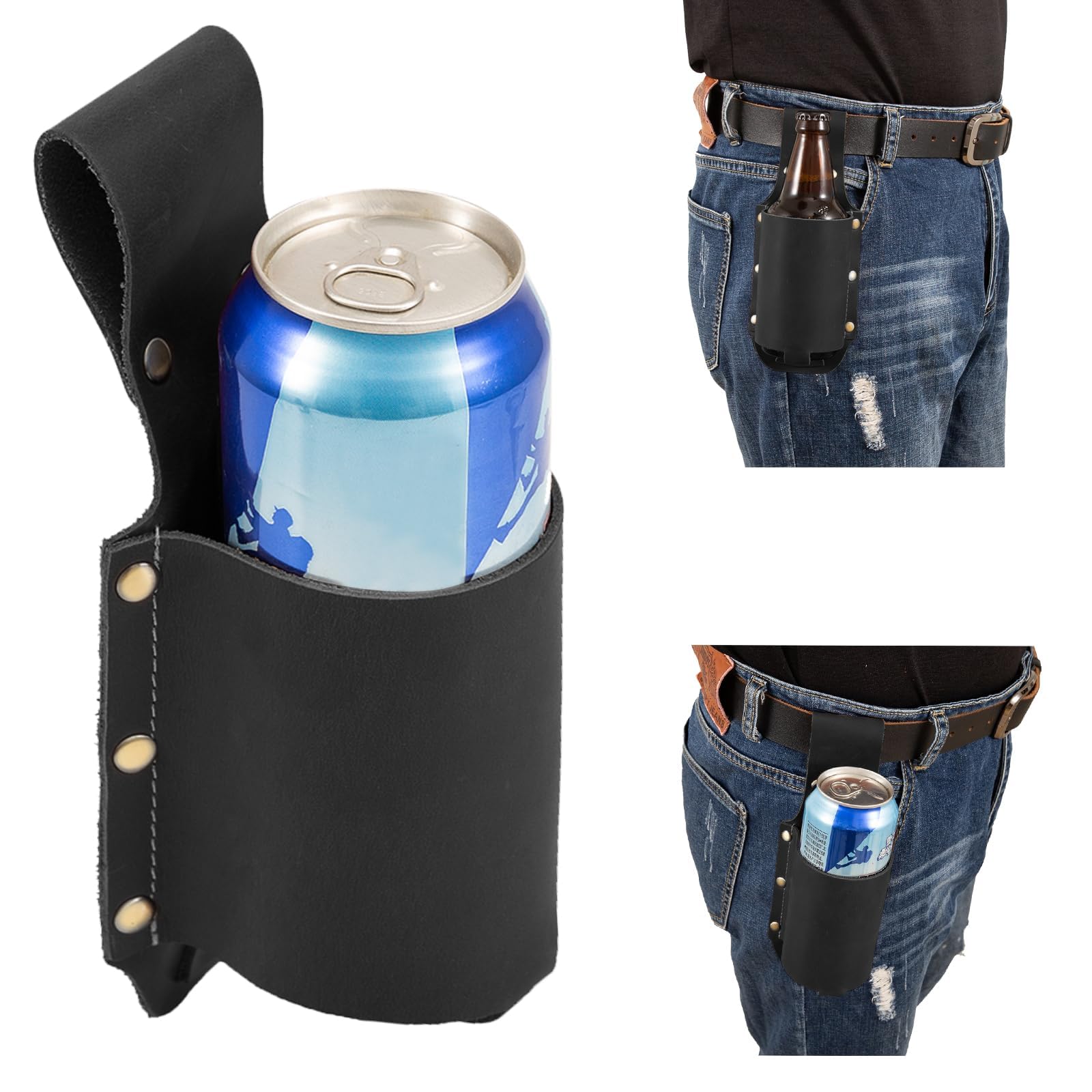 Cinturón de cerveza, soporte de cuero para botellas de cerveza, soporte para cinturón de cerveza, regalos de cerveza para hombres, día del padre, Navidad, para bebedores de cerveza/amantes, accesorios