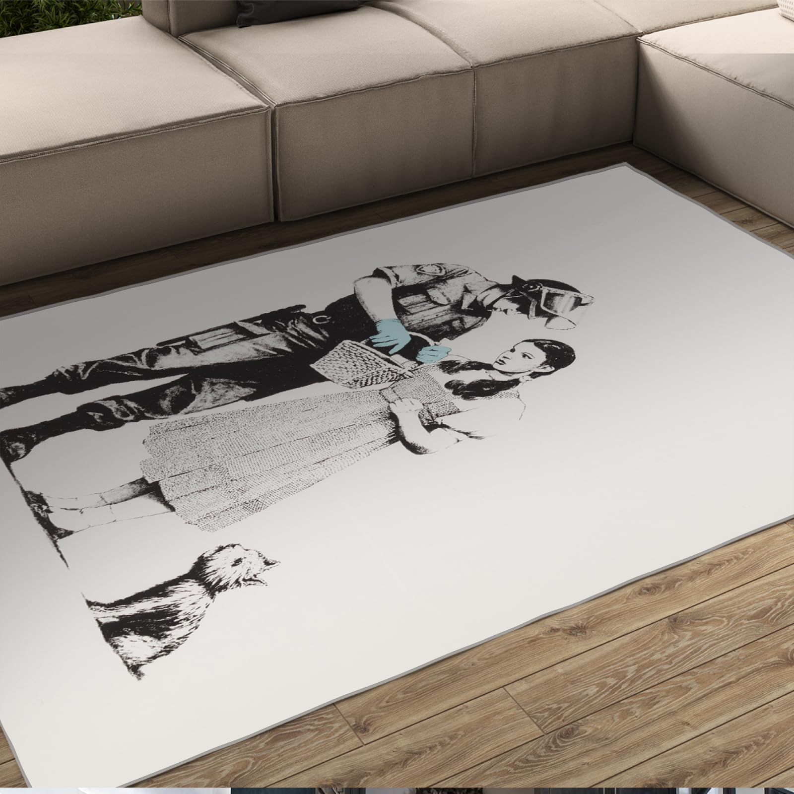 Tapis de Salon Graffiti Style Banksy - Transformez Votre Grand Balcon Moderne