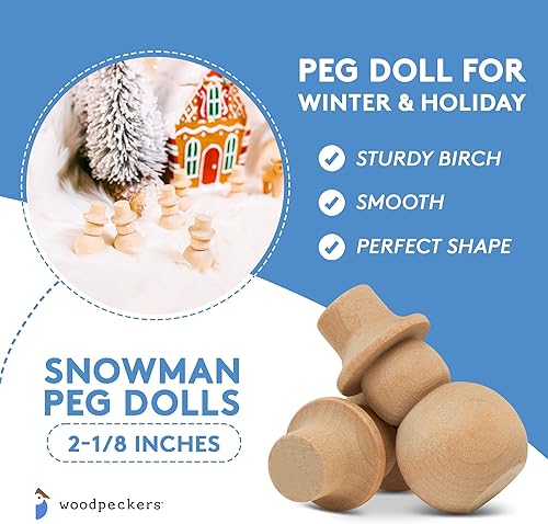 Miniatura 5 de Muñecos de muñeco de nieve de 2-18 pulgadas, paquete de 25 muñecas de madera para manualidades de Navidad, escenas de pesebre, decoraciones