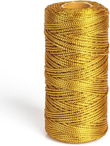 2 rollos de cuerda metálica de oropel para colgar adornos de Navidad, decoración, manualidades y envoltura de regalos, 0.059 pulgadas (dorado)