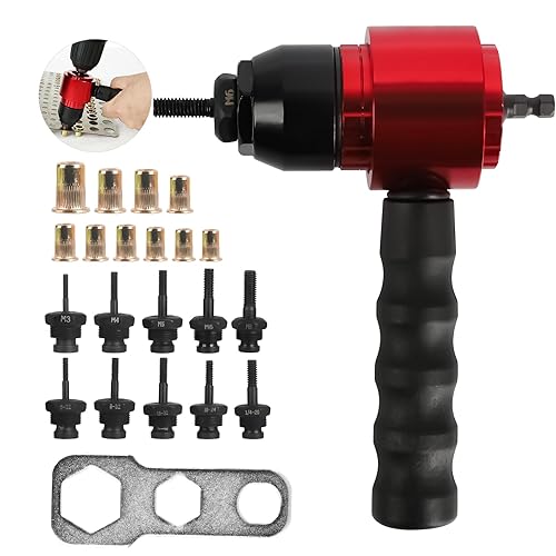 DIER YEE Adaptador de taladro para tuerca de remache - Funciona con taladro eléctrico SAE 6-32 8-32 10-24 10-32 14-20 métrico M3 M4 M5 M6