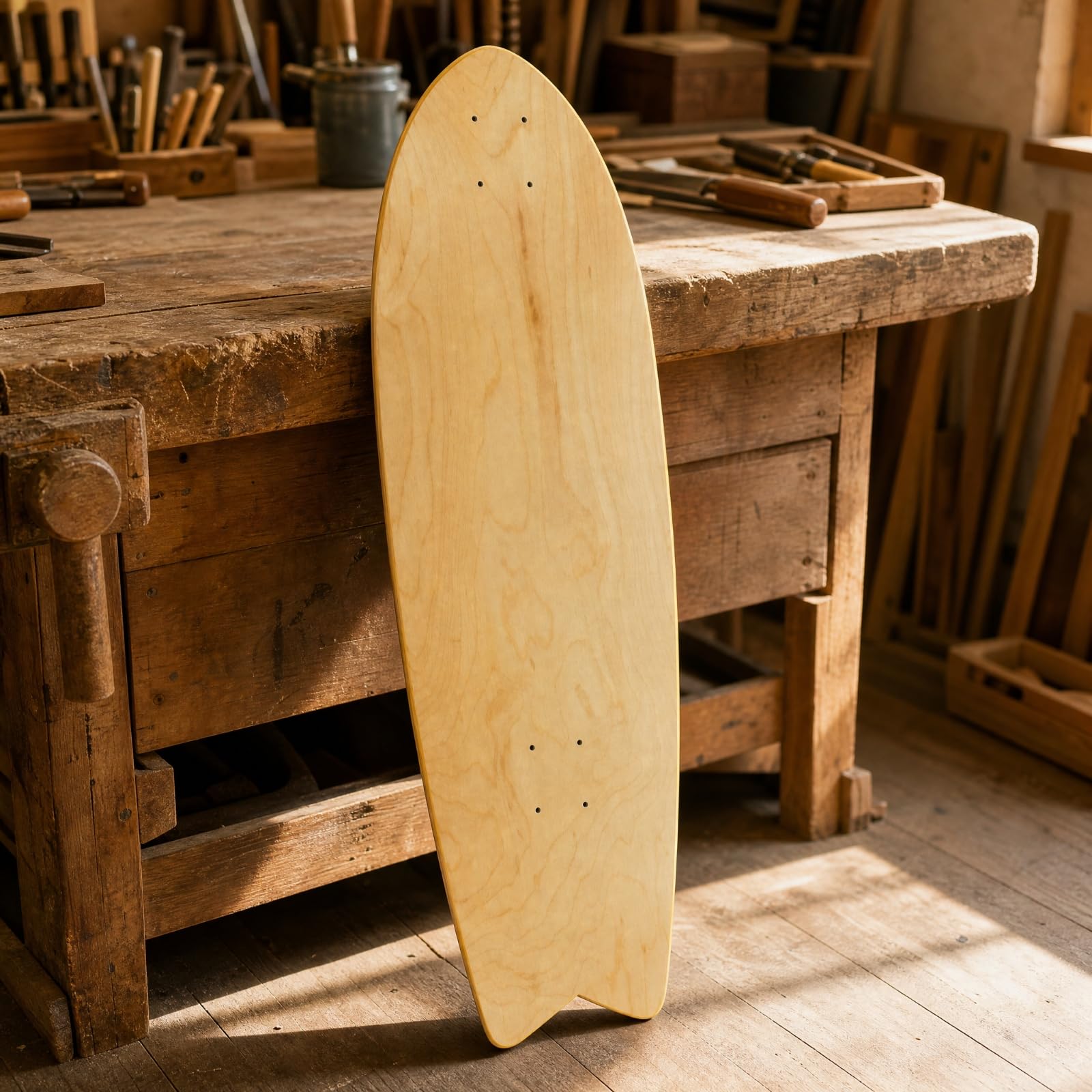 Plateau Skateboard à Grain Bois Naturel Planche Skateboard en D'érable Pratique Planche Skate Prépercés , Bois , 76.1X25.4cm