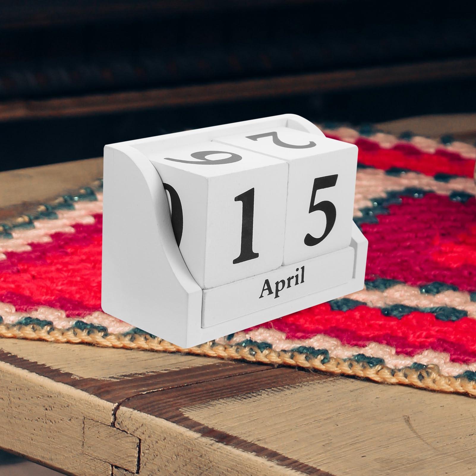 Calendario in Legno Cubi per Visualizzazione Data Continua Blocco Calendario da Tavolo
