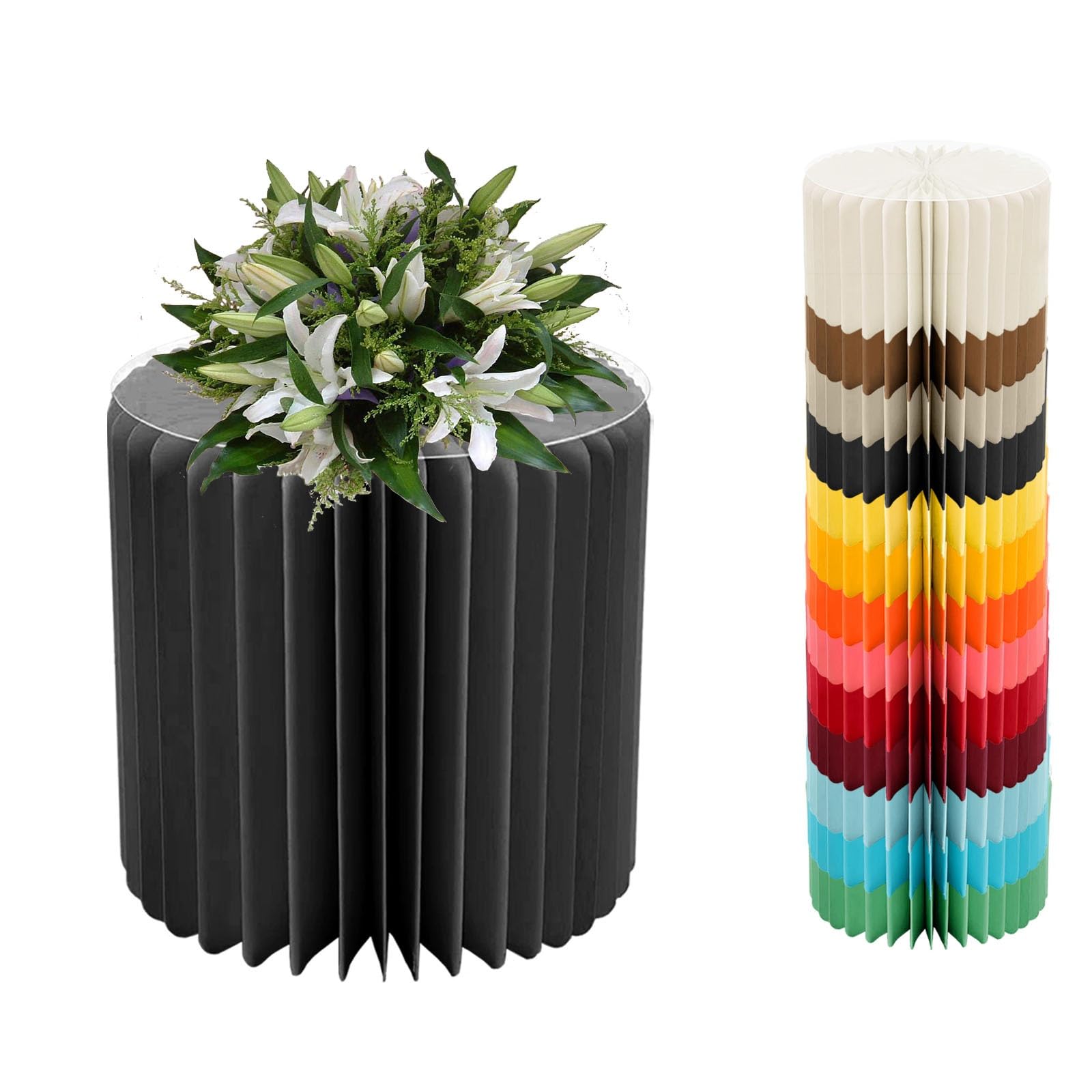 YTBHSHXZ plinth， Foldable Cardboard Cylinder Pedestal Cake Stand Multicolor 20-100cm(Black,H 40cm/15.7in)