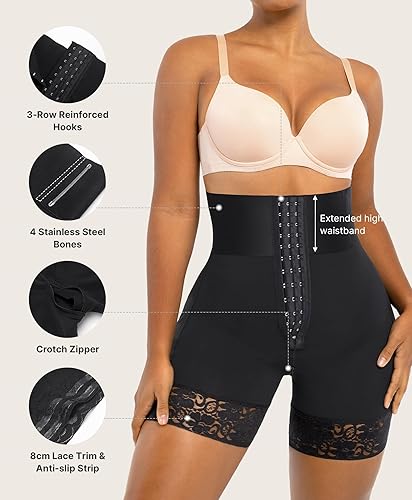 Miniatura 2 de SHAPELLX Shorts Moldeadores de Cuerpo de Cintura Alta Shapewear para Mujeres Control de Abdomen Adelgazamiento de Muslos Shorts Deslizantes