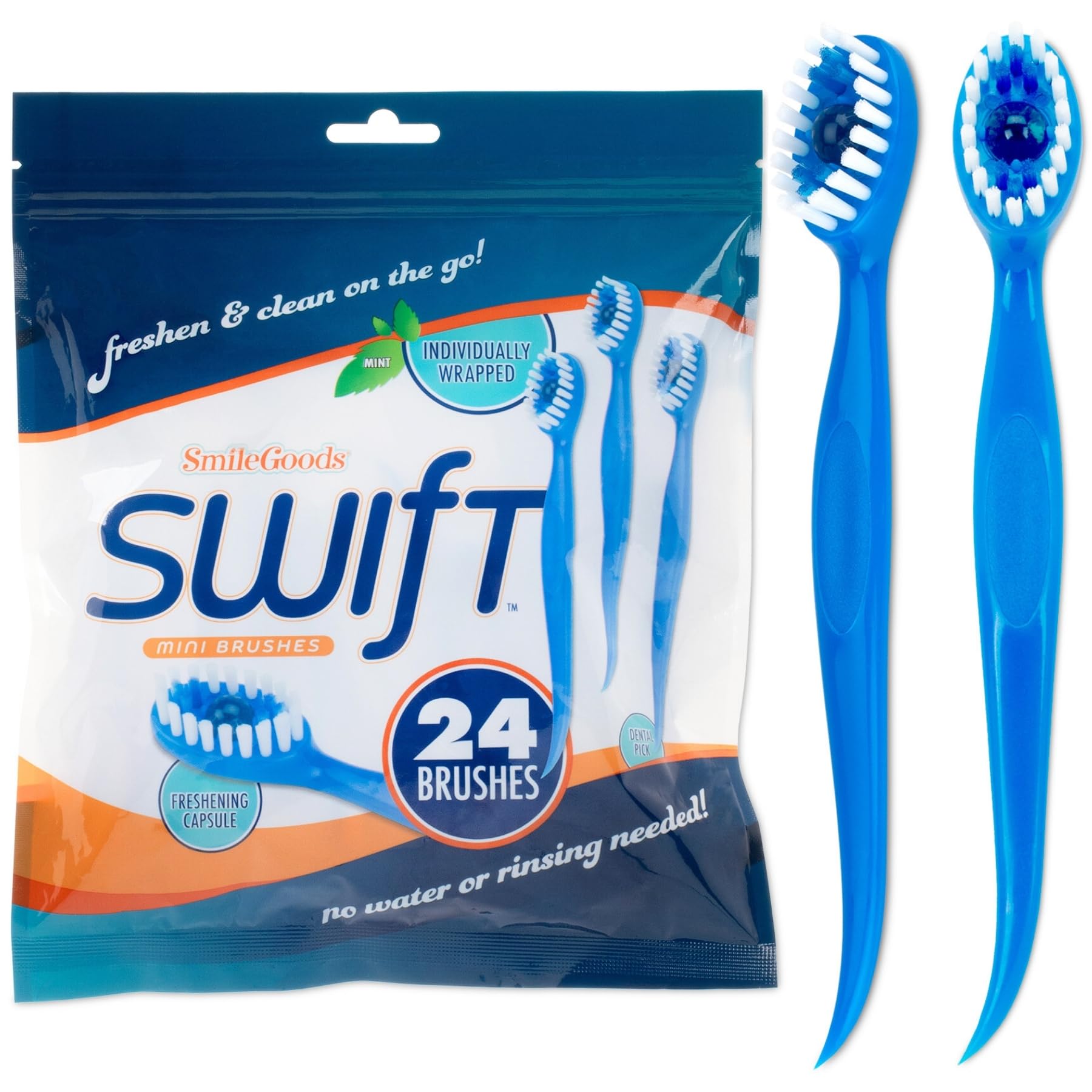 Mini brosse à dents jetable Swift x24 avec capsule menthe et cure-dent - 14
