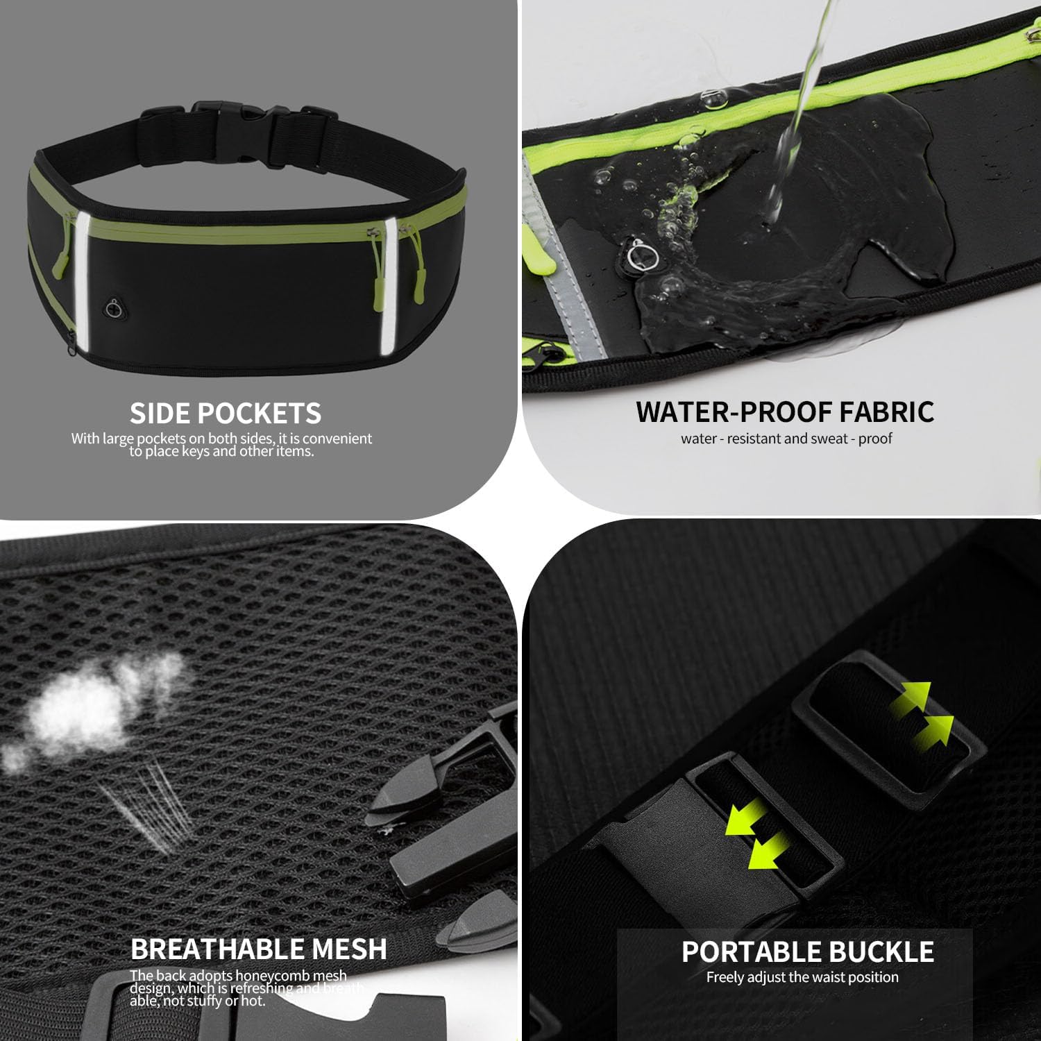 Running Belt Fanny Pack, Running Waist Pack for Women & Men,Waterproof Running Waist Pack,Money Belt, Running Gear Accessories (Black yellow) - Image 6