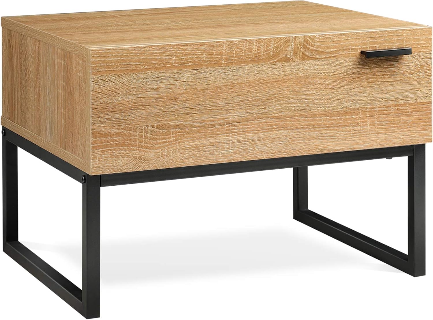 WLIVE 1 Drawer Nightstand, Wood Accent Table with Steel Frame, Side Table for Bedroom, Natural Oak