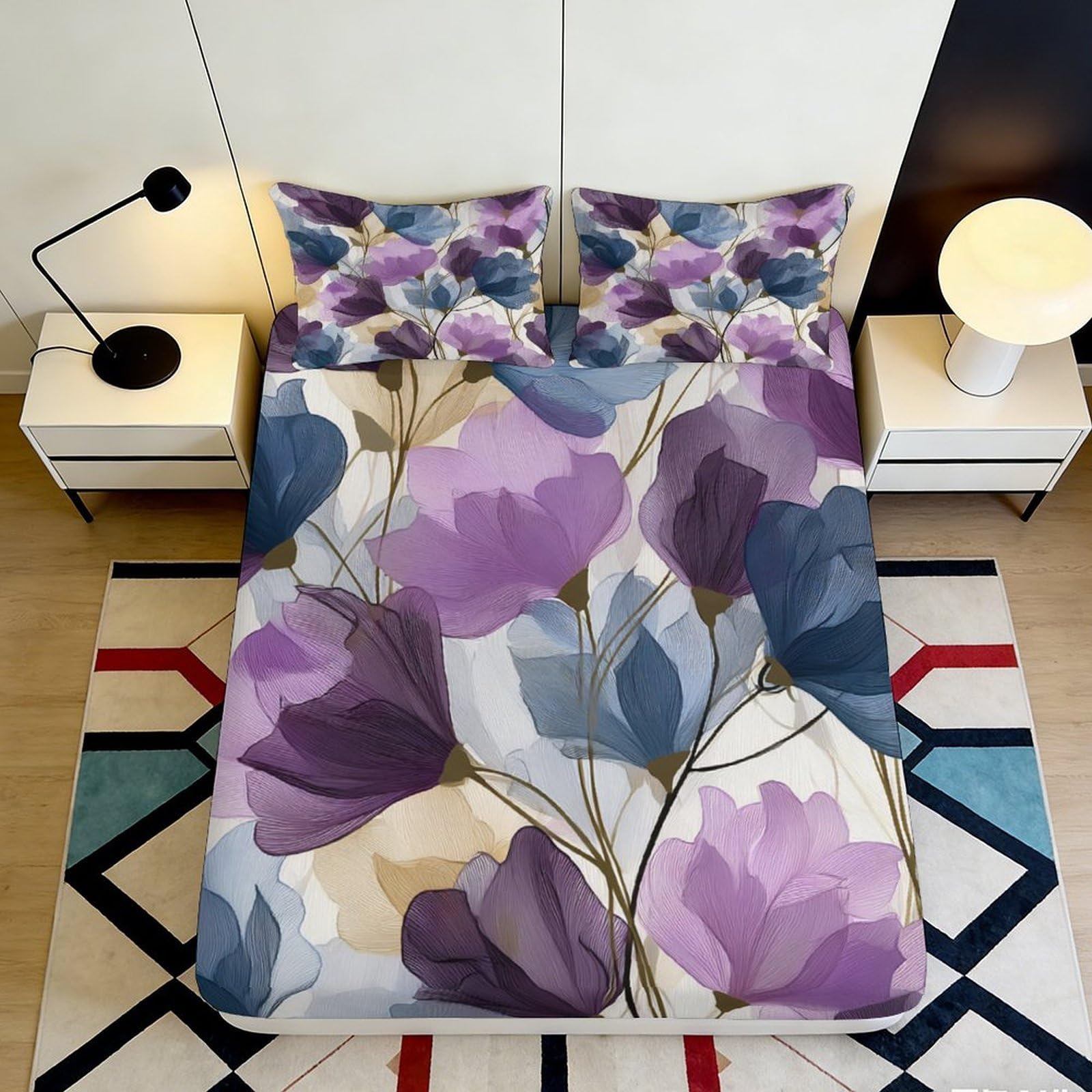 3D Printed Giraffe Pattern Fitted Sheet Microfiber Deep Pocket Bedroom Bed Non-Slip Mattress Fitted Cover 90x200x25cm