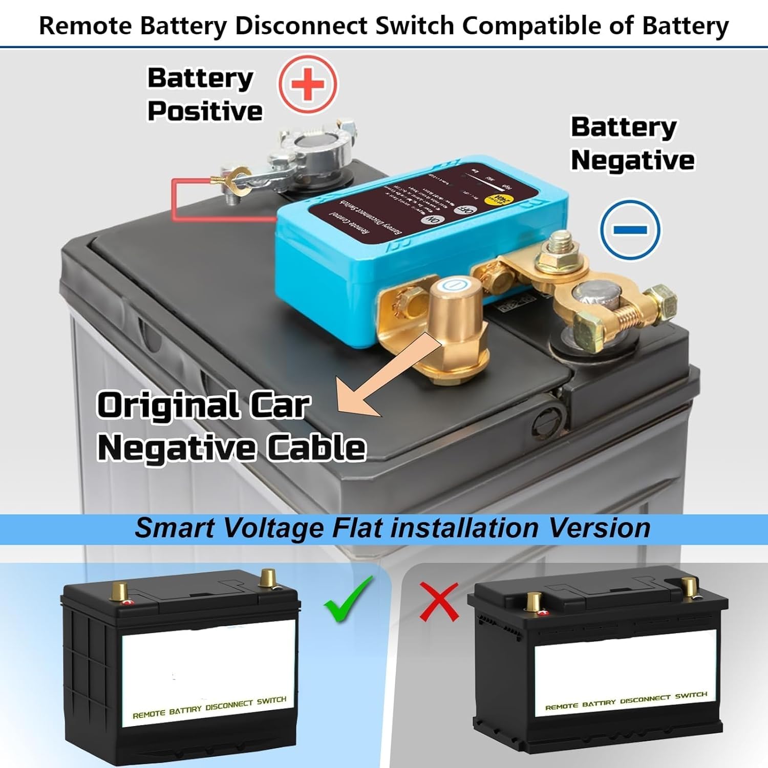 Coupe Circuit Batterie 12V avec Télécommande, 12V 240A Coupe Batterie Voiture Interrupteur D'arrêt Automatique, Disjoncteur de Batterie pour Voiture Bateau RV ATV Camion