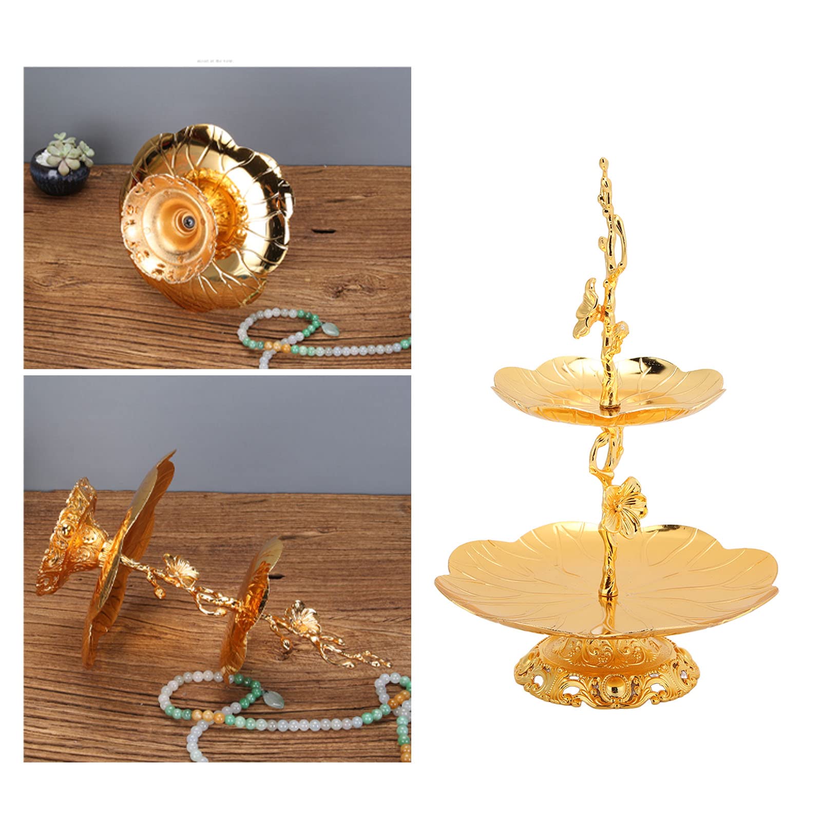 2 Layer Dessert and Cake Stand, European Style Gold Metal Cupcake Stand, Easy Assemble Two Tiered Tray for Candy Dessert Dried Fruit, Serving Tray for Wedding Birthday Parties Tea Party Decorations