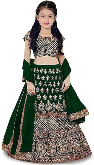 Best Zone india Girls Cotton Semi-stitched Lehenga Choli