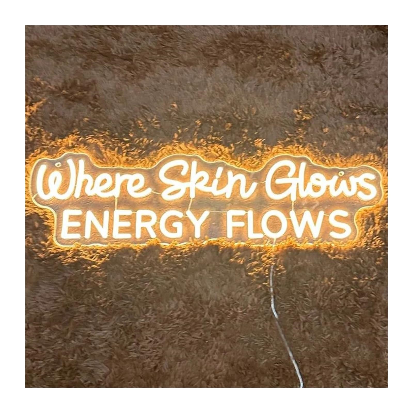 LEMST Signs Lamp Where Skin Glows Energy Flows Neon Sign, Beauty Salon Studio Neon Sign,Beauty Spa Sign 42x17.5cm(Orange)