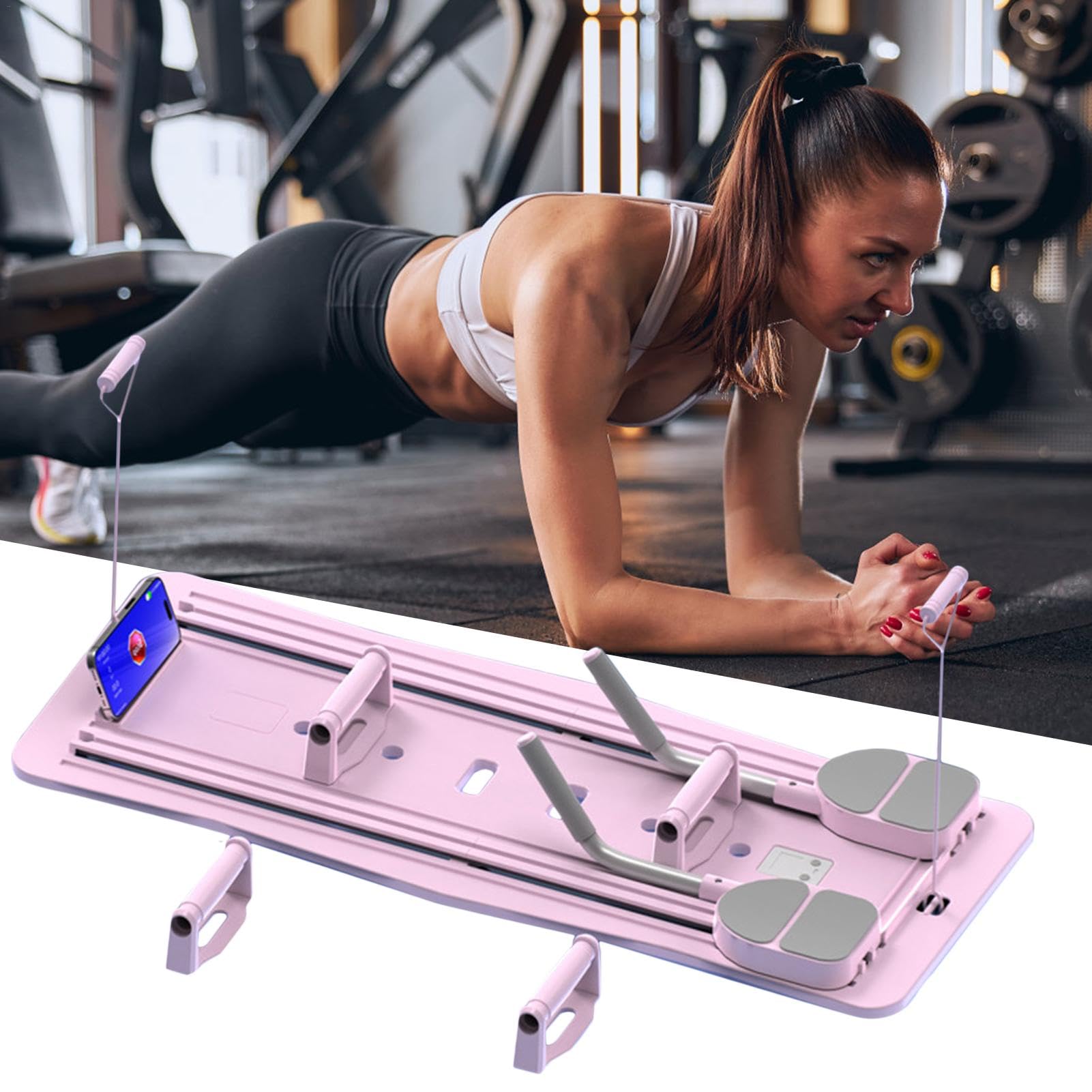 Pilates Reformer Machine, Pilates Equipment, Pilates Fitness Board, Foldable Pilates Reformer, Pilates Machine Set, Portable and Space Saving Workout Equipment for Women Men
