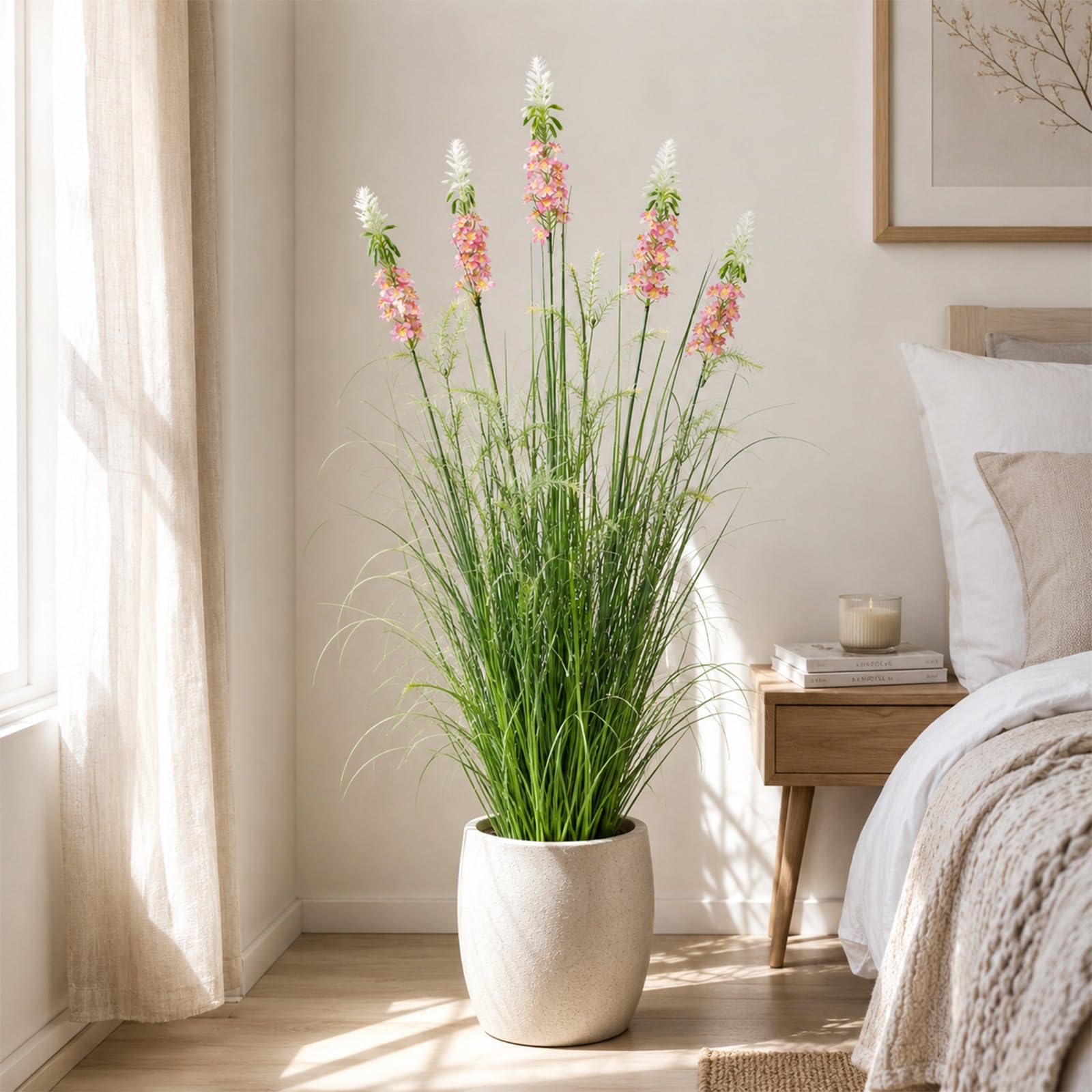 Plantas Artificiales de 120cm con Cinco Flores Plantas Artificiales Decorativas Planta Artificial Exterior Interior con para Decoracion Hogar Salon Casa Room Decor Jardín Oficina(1 Paquete)