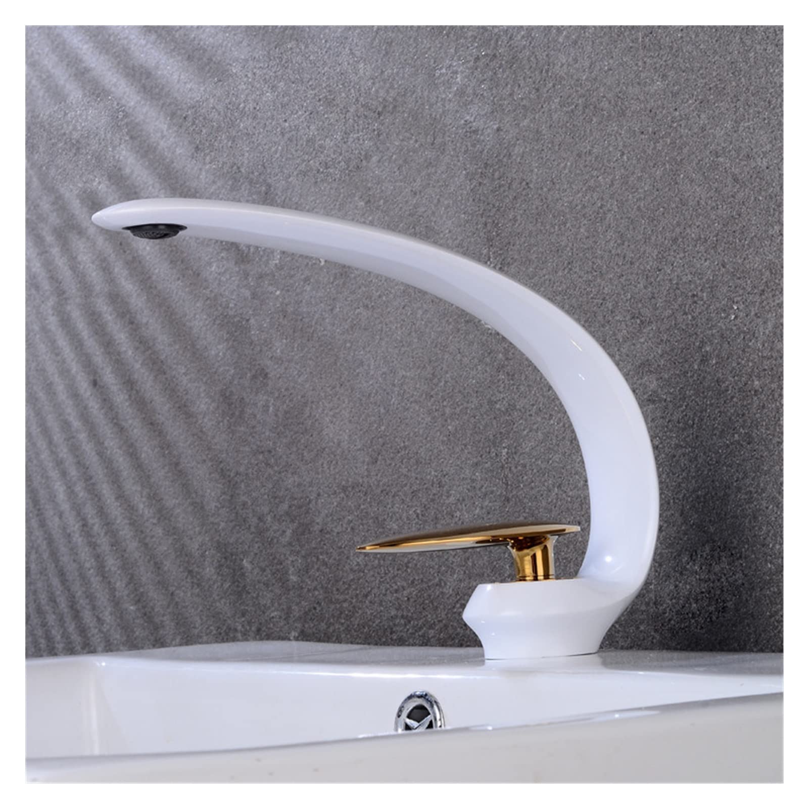 Robinet de salle de bain rose gold mitigeur en laiton blanc monocommande