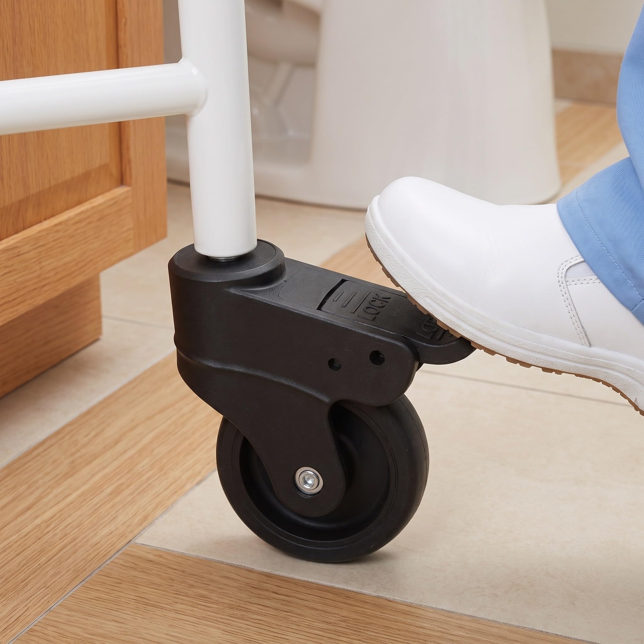 2 ruedas silenciosas de repuesto para silla de ducha con inodoro - Ruedas con vástago y freno - silenciosas de 3" para silla de movilidad y de de baño