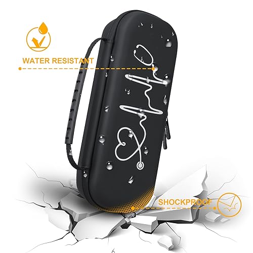 Vista 96 de BOVKE - Funda de transporte para estetoscopio Littmann Classic III 3M, espacio adicional para martillo Taylor Percussion Reflex y linterna LED Negro