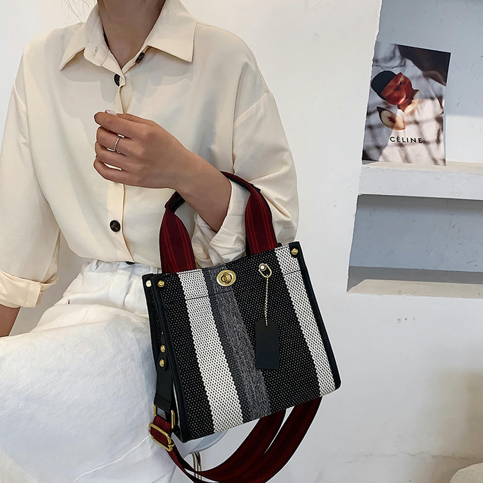 MdybF Torba na ramię płócienna torba na ramię torby crossbody duży mały rozmiar torebki damskie torba do przechowywania na zakupy