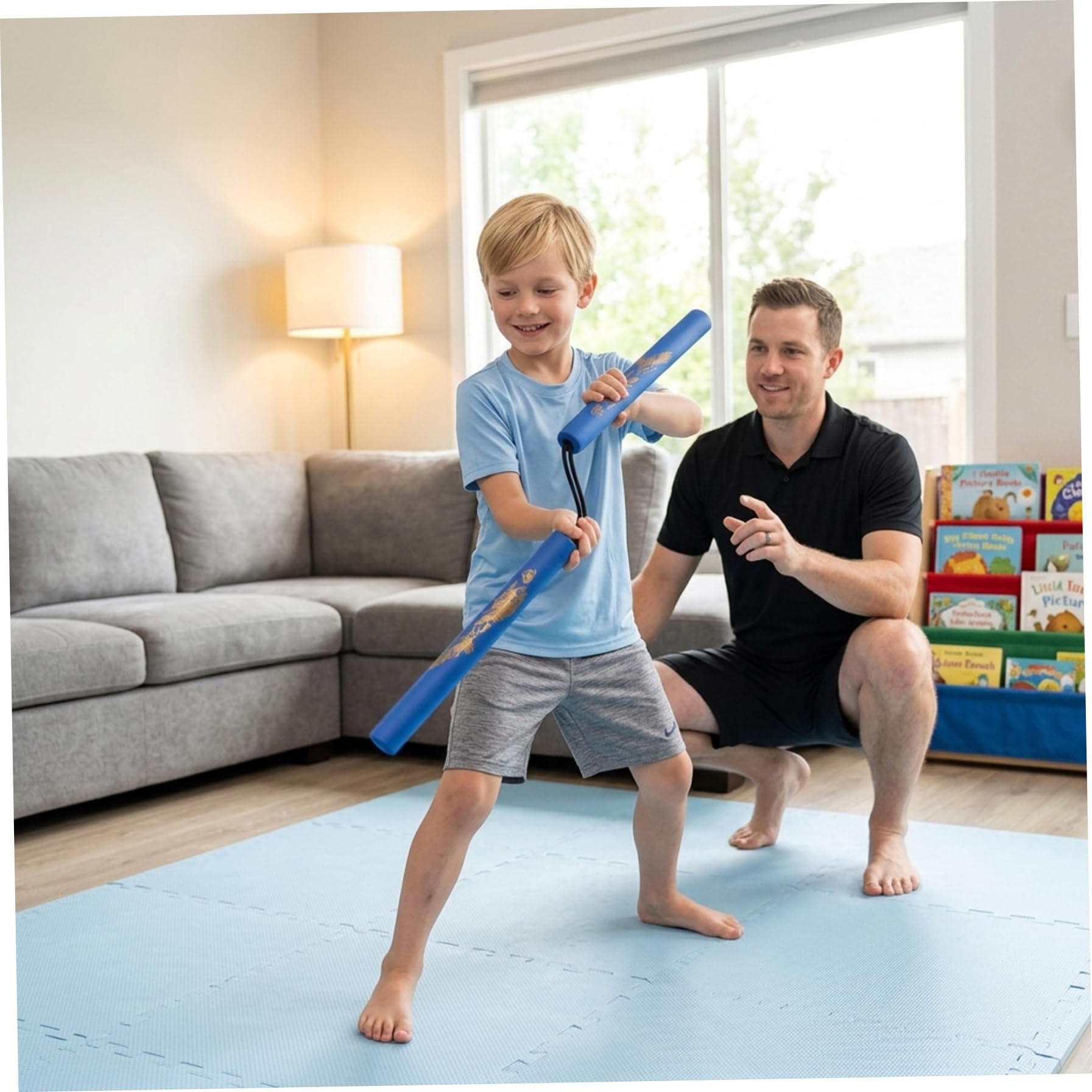 Nunchakus de Espuma Suave para Niños Principiantes Entrenamiento Seguro Azul