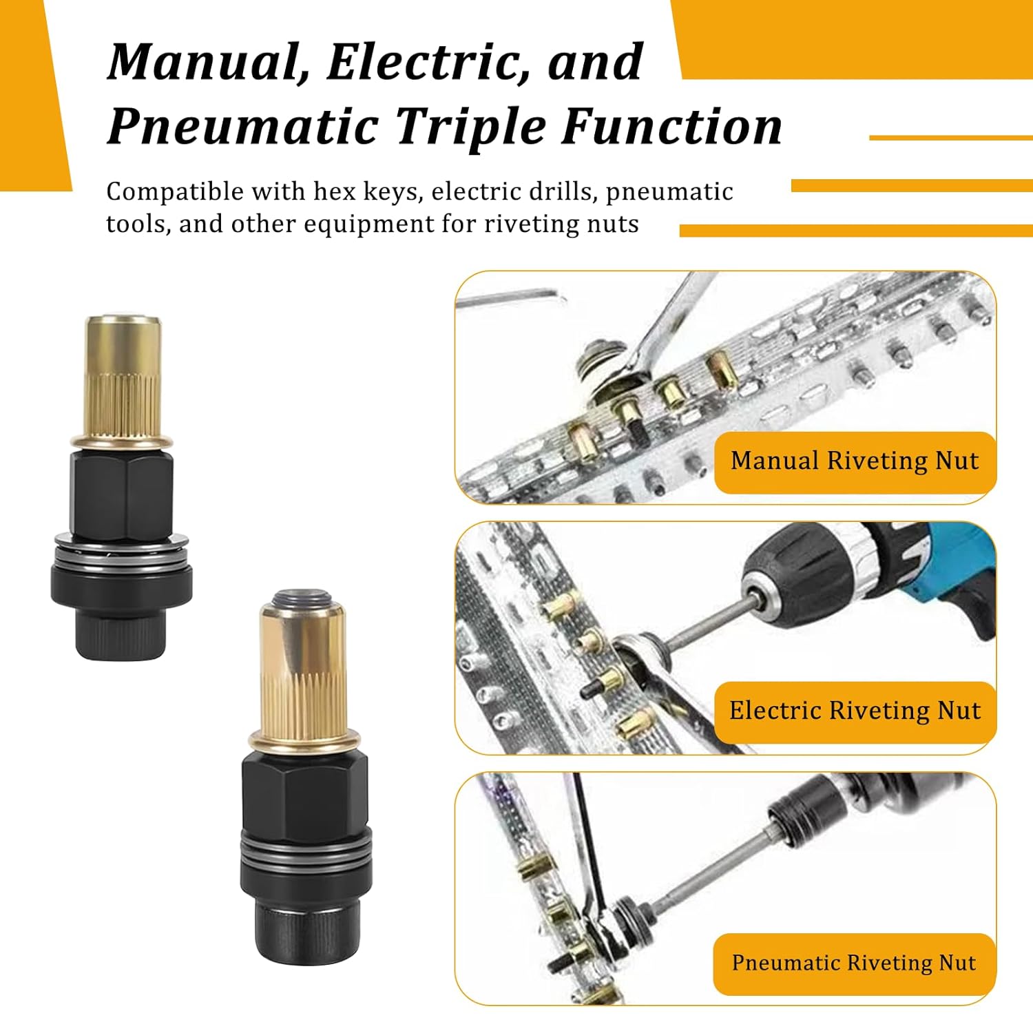 6 Pieces Rivet Nut Tool with 60 Nuts M3 M4 M5 M6 M8 M10 Rivet Nuts Set Retractable Nuts Rivet Nut Tool Hand Rivet Tool Set Rivet Pliers Rivet Nuts for M3 M4 M5 M6 M8 M10