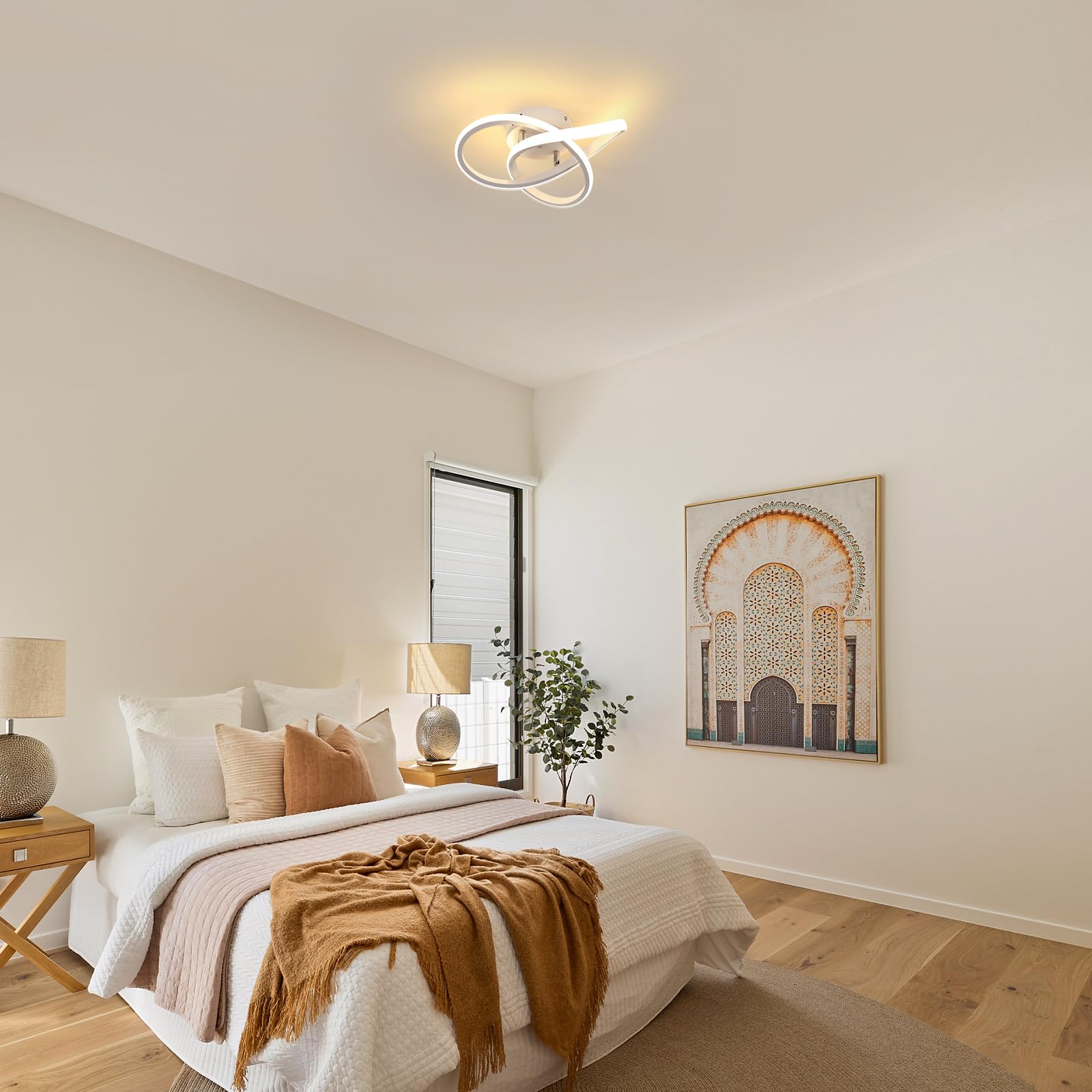 Comely Plafonnier LED Moderne, Lampe de Plafond 30W 3375LM en Forme de Fleur Créative, Plafonnier Luminaire pour Chambre à Coucher, Couloir, Cuisine, Salle de Bain, Blanc Chaud 3000K, Blanc