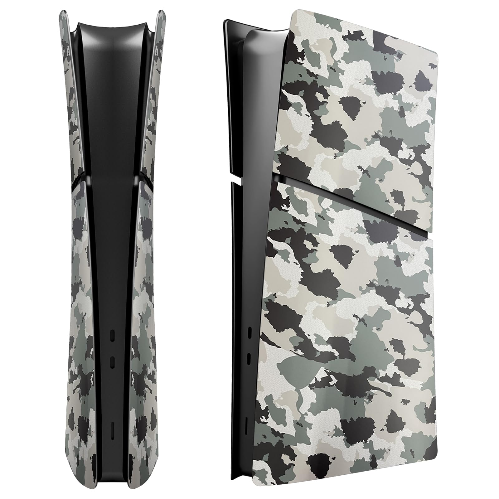 Slim Digital Edition Cover Plates for New PS5 Slim Console, Shell Panels Compatible with New PlayStation 5 Slim Accessories Protective Replacement Faceplate (Gray Camouflage)