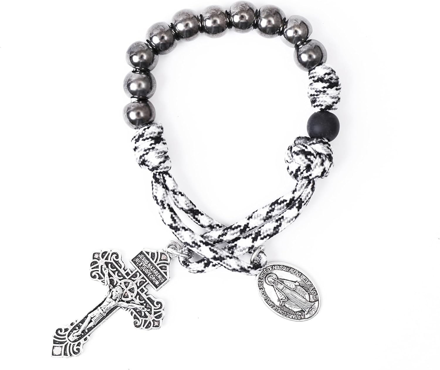 Nazareth Store One Decade Paracord Rosary Beads Pocket/Bracelet Rosary Miraculous/St Benedict/St Joseph Medal & Cross